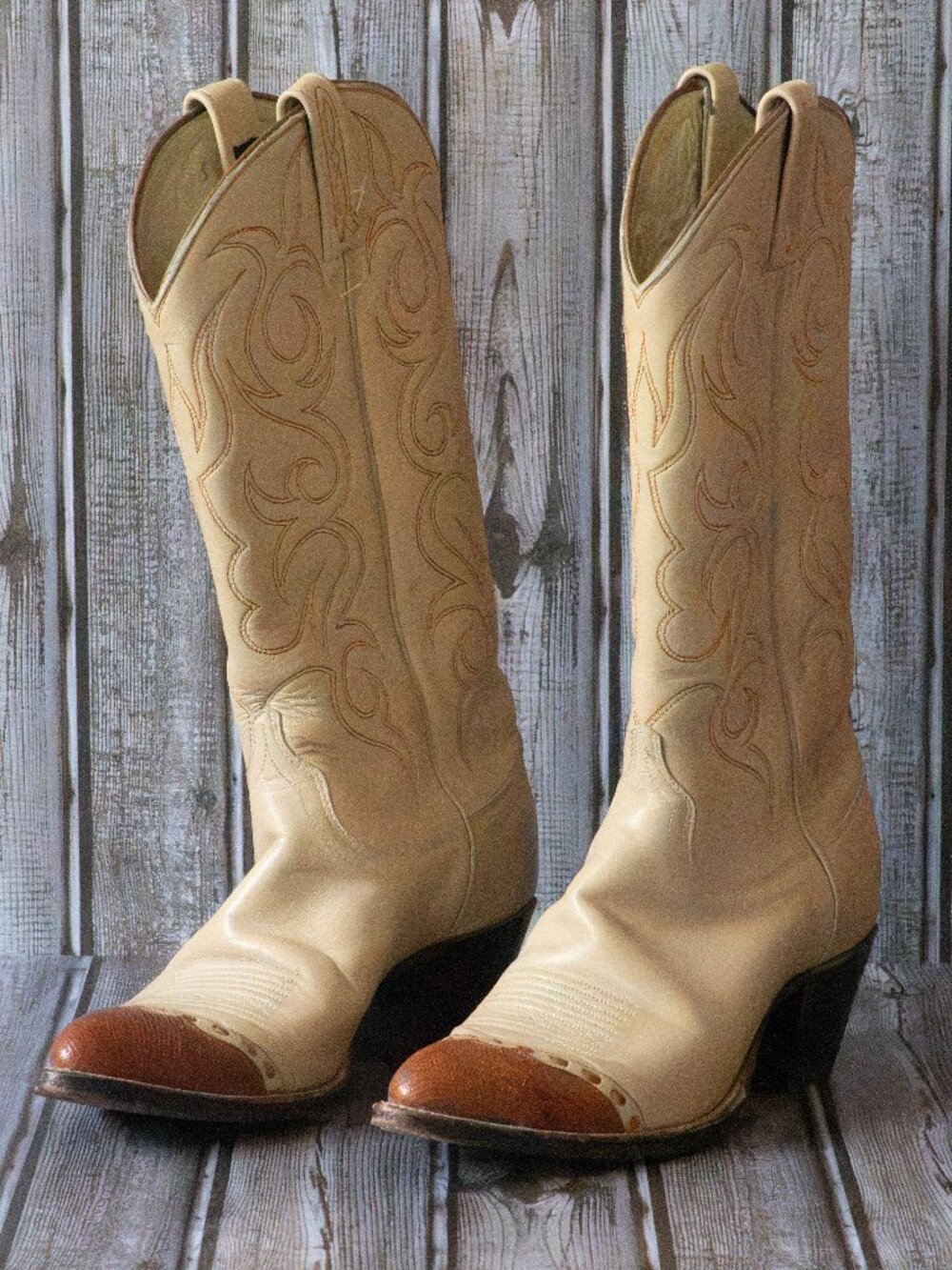Dan Post Cowboy Boots Tan Leather Brown Womens  Western Boots Size 8